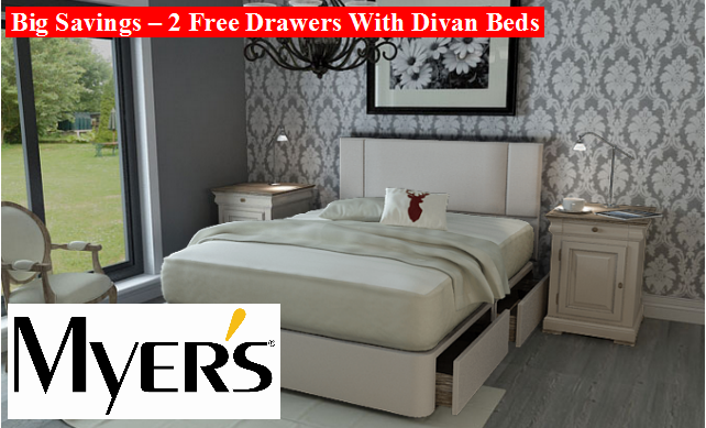 Myers Promotion - 2 Free Divan Drawers