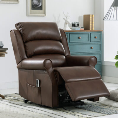 Annaghmore Windsor Lift and Tilt Dual Motor Chair - Dark Brown Leather