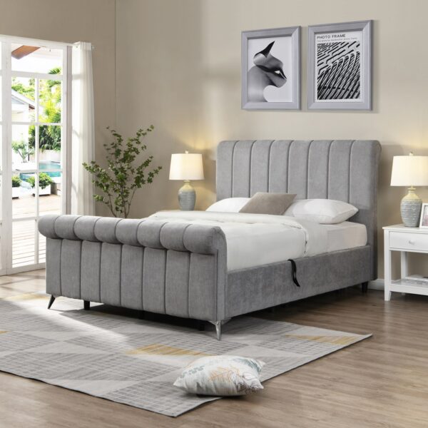 GIE Carlow Gas Lift 4'6" Bed Frame Grey