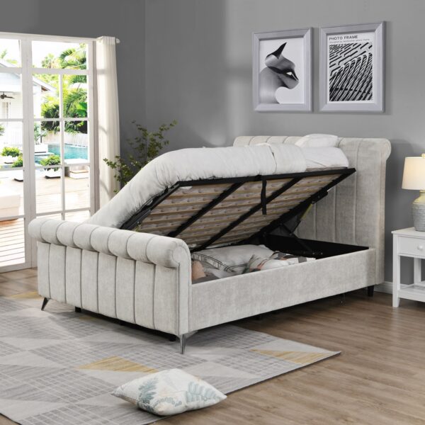 GIE Carlow Gas Lift Storage Bed Frame Beige