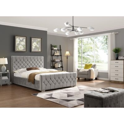 GIE Galway Small Double Silver Fabric Bed