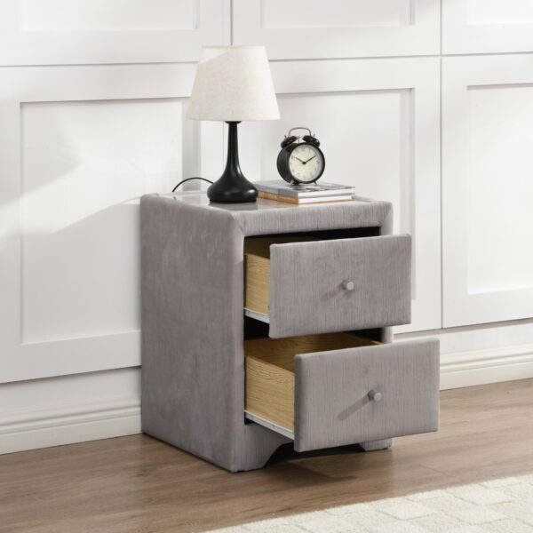 GIE Kilkenny 2 drawer Bedside Cabinet - Silver