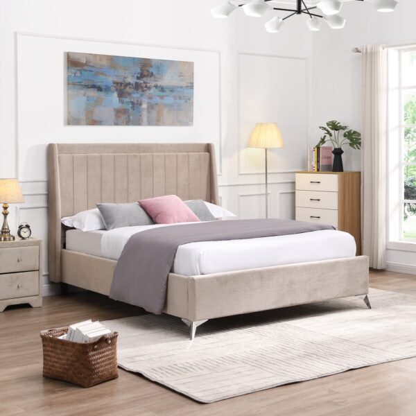 GIE Mayo 4'6" Bed Frame Beige