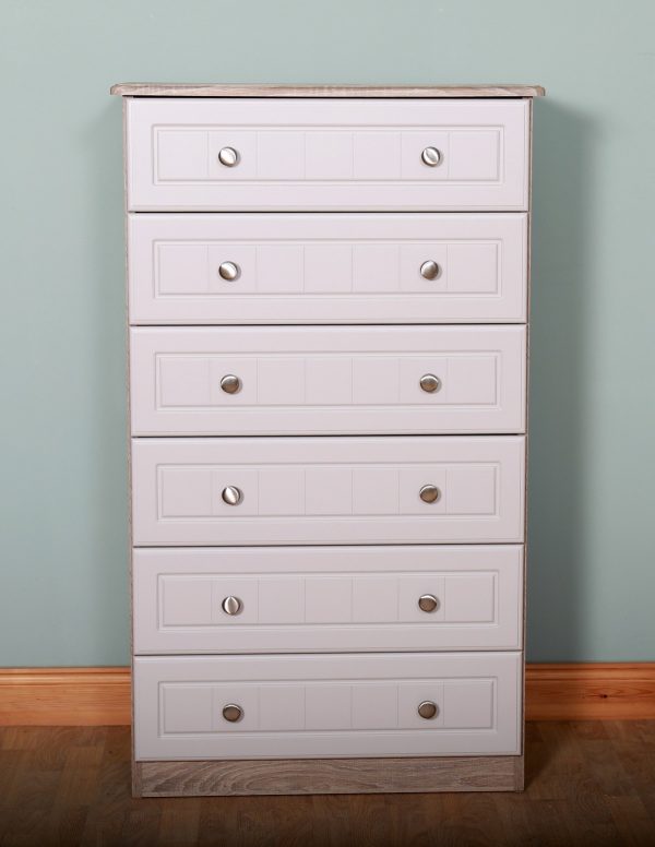 Millwood Eden 6 Drawer Chest, Elephants Breath with Sonoma Oak Top
