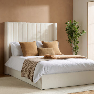 Birlea Maisey Double Ottoman Bed White Boucle
