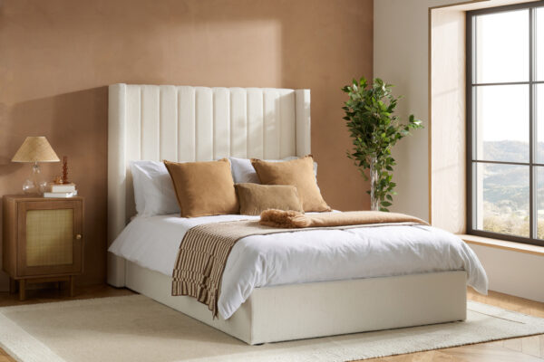 Birlea Maisey Double Ottoman Bed White Boucle