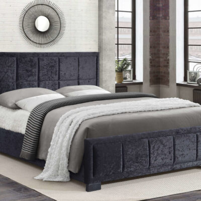 Birlea Hannover Double Bed Frame - Black Crushed Velvet