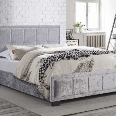 Birlea Hannover Small Double Ottoman Bed Frame - Crushed Velvet Steel