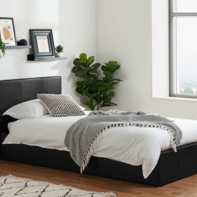Birlea Berlin Single Ottoman Bed Frame - Black Faux Leather