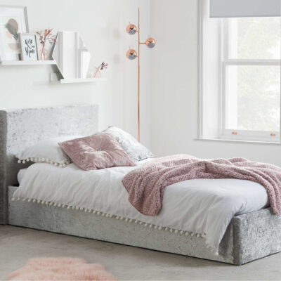 Birlea Berlin Single Ottoman Bed Frame - Crushed Velvet Steel
