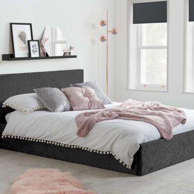 Birlea Berlin King Size Ottoman Bed Frame - Black Crushed Velvet