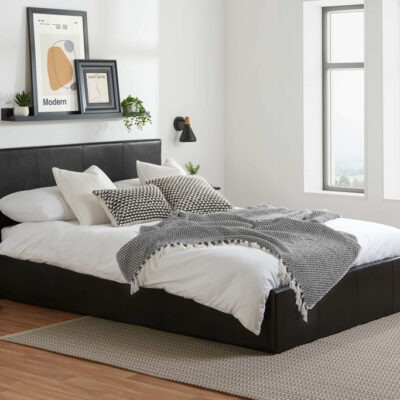 Birlea Berlin Small Double Ottoman Bed Frame - Black Faux Leather